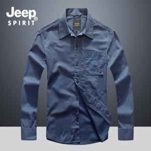 JEEP SPIRIT 남성용 작업 셔츠 캐주얼 코튼 긴팔 재킷