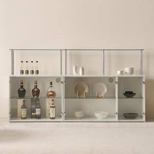 아씨방가구 강화 유리 장식장 2단 높은 수납장