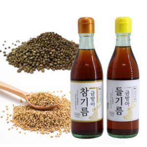 순수본가 100% 통참깨  통들깨 금방아 참기름 350ml + 들기름 350ml/ 에어셸 완충포장