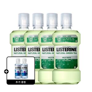 리스테린 내추럴 그린티 숨결케어 녹차향 가성비팩 (750mL 4개) +토탈케어 캐비티케어 마일드 100ml 2개