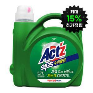 (최대15%캐시적립)대용량 액체세제 액츠 수퍼클린 찌든때 5.7L 겸용 제품