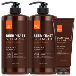 모노카라 맥주효모 탈모 샴푸 대용량 1000ml 2개+200ml 1개 약산성 비듬샴푸 두피케어
