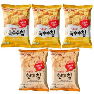기름제로 옥수수칩 60g x 3봉+ 국산 현미칩 60g x 2봉