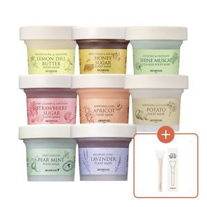본사직영푸드마스크 120g  8종 택1(라벤더/딸기슈가/감자 외)+증정(워시오프실리콘브러쉬)
