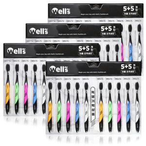 웰스칫솔차콜초극세모10입x4개 구강청결 치아건강 웰스차콜초극세모