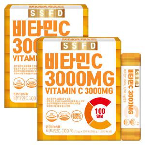 비타민C 3000MG 2박스(200포) 건강기능식품 100% 비타민씨 분말 스틱