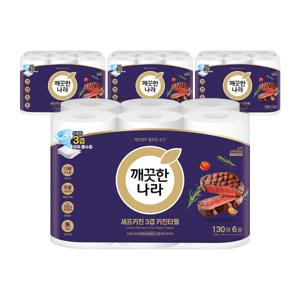 깨끗한나라 셰프키친 프리미엄 키친타올 130매 6롤 4팩