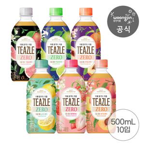 웅진식품 티즐 피치우롱티/유자그린티/자몽블랙티 제로 500ml 10펫