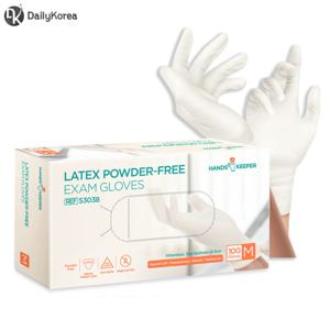 유한킴벌리 라텍스장갑100매 M 파우더프리 글러브 식품 위생장갑 고탄력 일회용 고무장갑 D