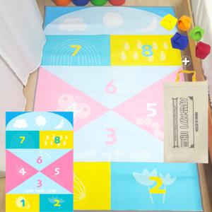 국산 월드토이 컬러 사방치기 매트 세트 (오재미2개+가방) KC인증 땅따먹기 러그 오재미 전통 민속 놀이