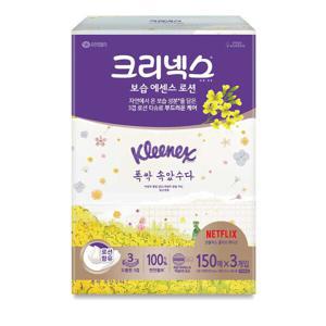 크리넥스 보습에센스로션 150매 3각 화장지 휴지 각티슈