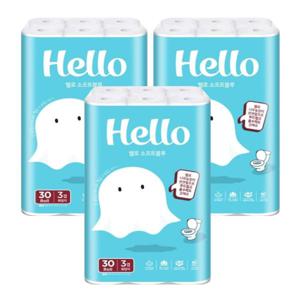 헬로 순수 플러스 3겹데코 롤화장지 20m 30롤x3팩