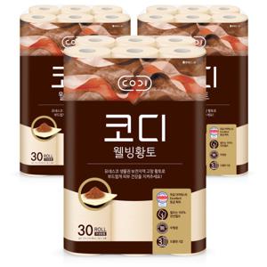 코디 웰빙황토 3겹 27m 30롤 3팩
