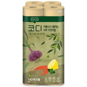 코디 아름드리 기름먹는 키친타올 140매 8롤x1팩