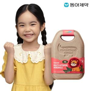 미니막스랩 3종 샘플증정  동아제약 미니막스 정글 멀티비타민미네랄 복숭아맛 60구미 1통(1개월분)