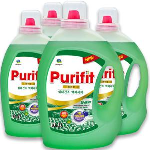 하루그린 퓨리핏 딥클린 실내건조 세탁세제 용기 3.1L 4개 액체세제