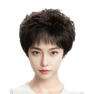 GBKING 100% 인모 수제 중년여성 전체가발 엄마통가발 웨이브 가발