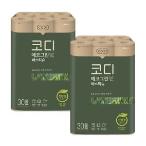 코디 에코그린 휴지 실속 팩 바스티슈 롤화장지 30m 30개입 2개