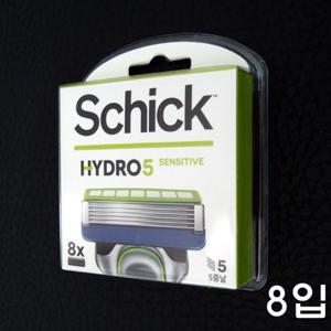 쉬크 하이드로5 센스티브면도날 8입 /윤활젤박스/ 5중날/트리머장착