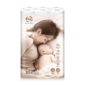 부드러운 100% 천연펄프 클리어 데코 화장지 3겹 30m 30롤 휴지 두루마리 무형광