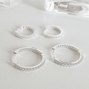 여성실버귀걸이925실버 하프 큐빅 원터치 링 은귀걸이