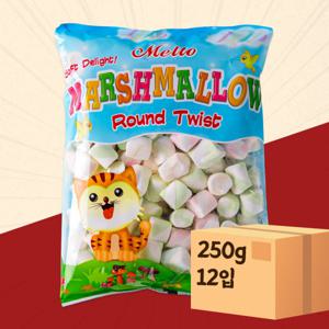 멜로 머쉬멜로우 라운드 250g 12입 한입쏙 마시멜로 당충전 간식 과자