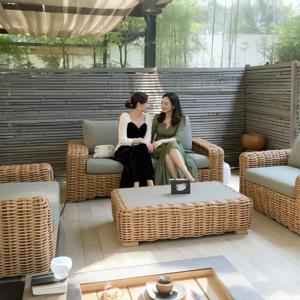 TY029 티테이블 야외가구 라탄가구 카페가구 펜션가구-싱글 2개 + 확장 더블 1개+커피 테이블/콤비네이션