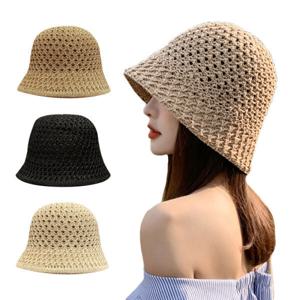 여름 여성 버킷햇 라탄 햇빛가리개 벙거지모자