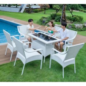 RJ135 라탄 직사각 테이블세트야외 의자세트 야외테이블세트 테라스테이블