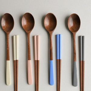 옻칠우드 나무 숟가락 젓가락 4인용 수저세트 가정용 신혼집선물용