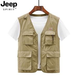 JEEP SPIRIT 남 캐주얼 베스트 등산 경량 여름 쪼끼 멀티 조끼 포켓 작업용 낚시