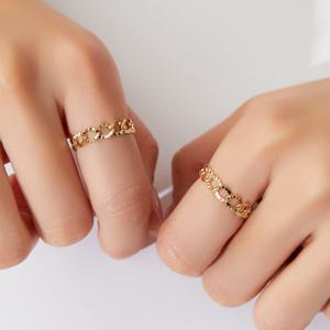 엘렌쥬얼리 14K 18K 할로우 볼륨 컷팅 체인 금 반지 프리미엄 체인반지 25SS신상