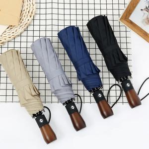 (15%쿠폰) 1+1 우드 손잡이 10살대 고밀도원단 자동우산
