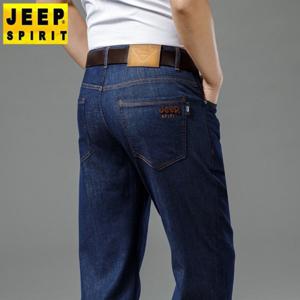 JEEP 지프 봄 여름 작업 청바지 남성 스판 통청바지 빅사이즈