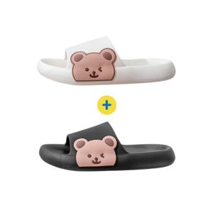 1+1 슬기로운 슬리퍼 생활 여성 큐티 곰돌이 패치 슬리퍼 ~집에서회사에서학교에서 폭신하고 귀엽께~