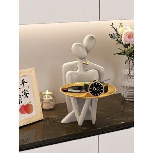 북유럽 럭셔리 아트 선반 거실 장식품 인테리어 트레이 현관 조각상 테이블-추상 커플 트레이