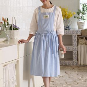 쁘띠 스카이블루 원피스 앞치마 바리스타 카페 주방 미용실 식당 신혼 유치원 이지오 앞치마 제작전문