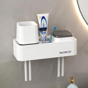 무타공 칫솔꽂이 4구 화장실 칫솔걸이 치약 면도기 거치대