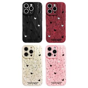최신 귀여운 아이폰 케이스 주름스타일 미니 나비 패턴 / 핸드폰케이스 16 15 14 프로 플러스