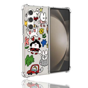 최신 귀여운 갤럭시 Z폴드 케이스 일러스트 친구들 투명 / 핸드폰케이스 지폴드7 6 5 4 3