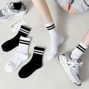 여성 스트라이프 양말 5켤레 1세트 패션 중목 베이직 데일리 학생양말
