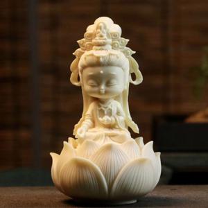 에쥬아 부처님상 관세음 피규어 로터스 받침대 사무실 자동차 장식품 미니불상