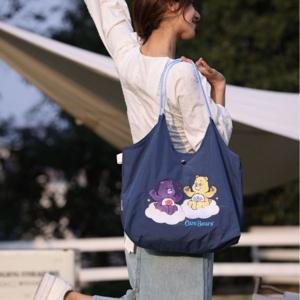 Carebears 사랑 곰 화장품 보관 가방 귀여운 아기 곰 자수 쇼핑 가방 귀여운 캔버스 가방 여자 가방