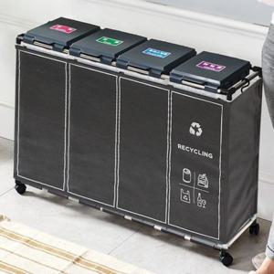 KJP마켓재활용 분리수거함 4단 커버세트분리수거대 쓰레기통 /28일까지 특별할인+무료배송