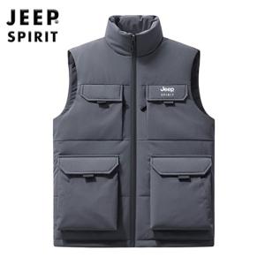 JEEP SPIRIT 남자 두꺼운 패딩조끼 가을 겨울 아웃도어 기모 조끼
