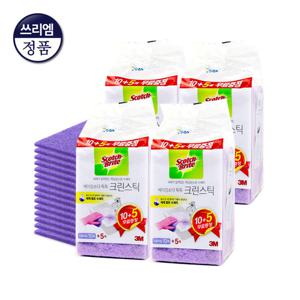3M 크린스틱 베이킹소다 톡톡 시트타입(수세미형) 15매 x 4개