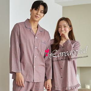 [러브어필] 국산 40수 주자면 핑크 커플잠옷(WC9592,M9592)