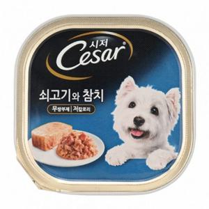 강아지 시저 소고기 참치캔 100g 1P 애견 습식 사료