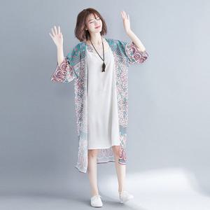 [아이우먼]빅사이즈 407 쉬폰비치오픈롱가디건 DNTJ694