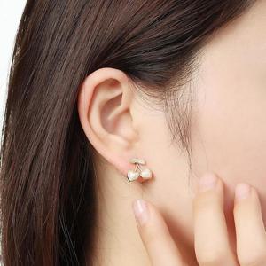 비쥬홀릭 실버925 골드도금 체리 하트 귀걸이